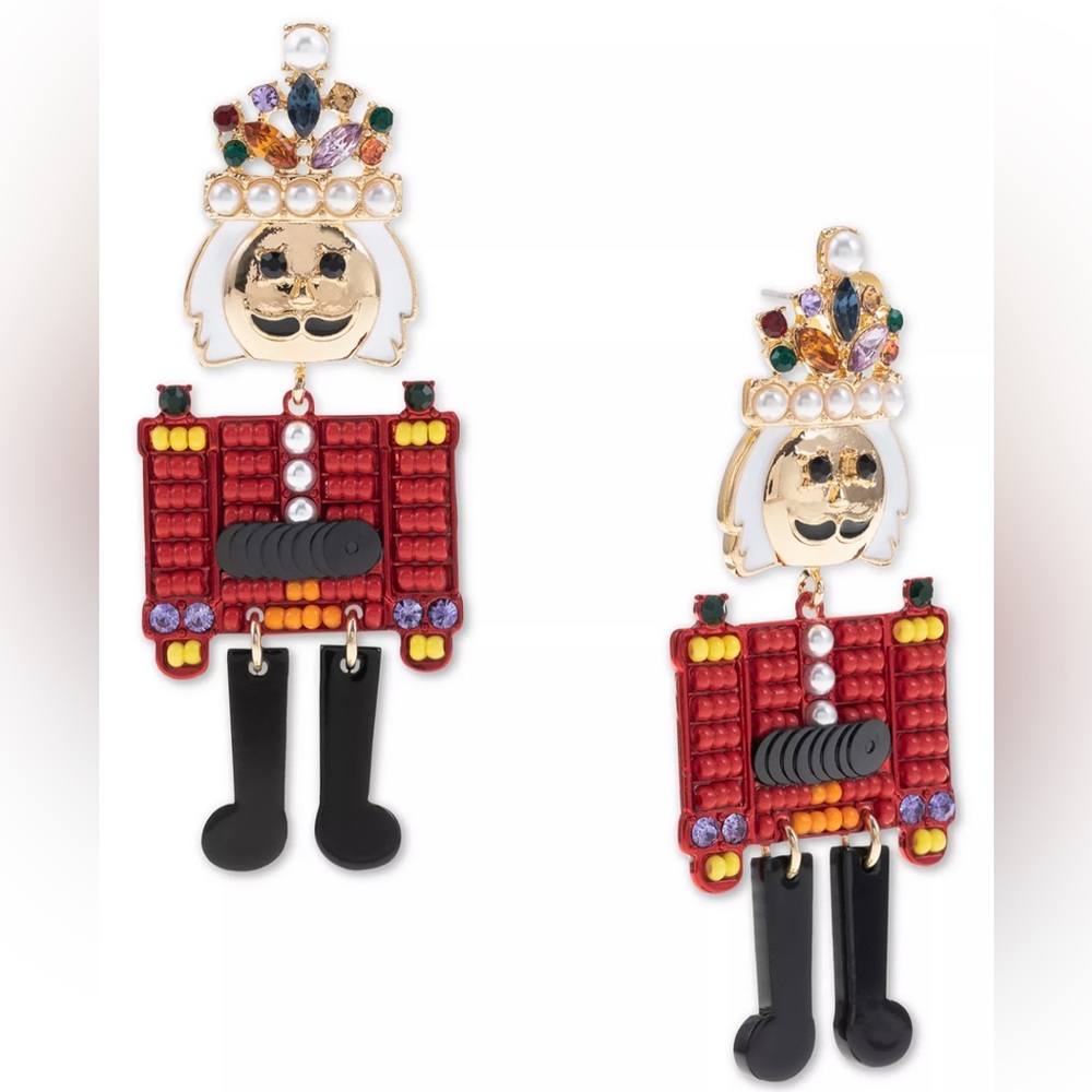 🎄❤️💚INC Gold-Tone Bead Nutcracker Drop Earrings❤️💚🎄